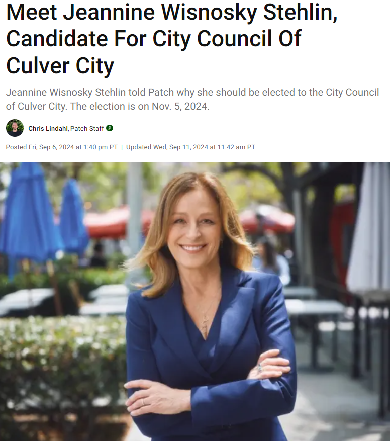 Meet Jeannine Wisnosky Stehlin, candidate for Culver City Council